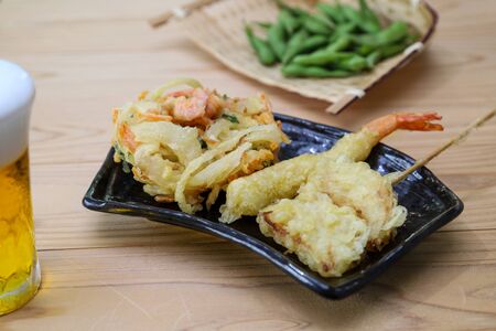 the tempuras on the dishの写真素材