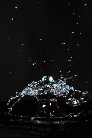 High speed photography of water crown.の写真素材