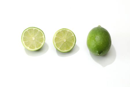 the limes in a white backgroundの写真素材