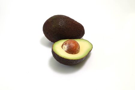 the avocado in a white background