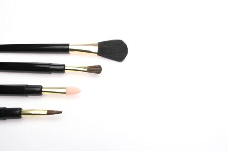 makeup brushes in a white backgroundの写真素材