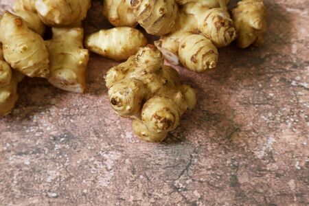 Jerusalem artichoke in the marble pattern background
