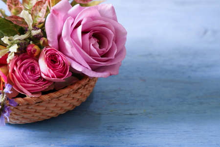 various kind of flower head in the basketの写真素材