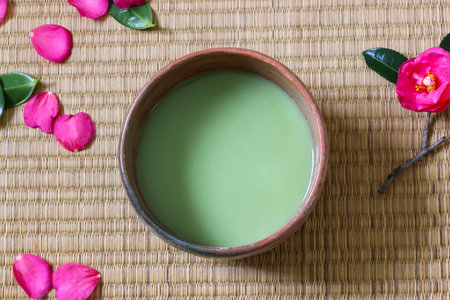 matcha in the japanese tea bowl
