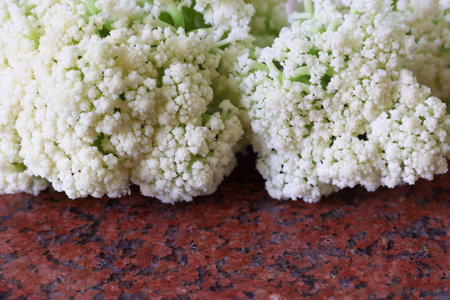 cauliflower on the marble plateの写真素材