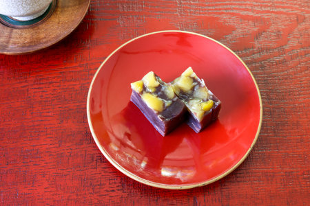 sweet bean jelly on the plate