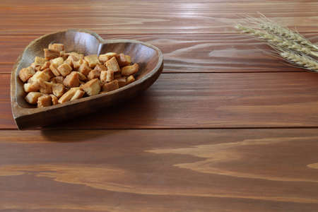 rusks on the heart shaped plateの写真素材