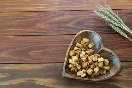 rusks on the heart shaped plateの写真素材
