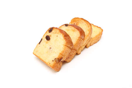 Raisin bread toast plate isolated on a white background.の写真素材