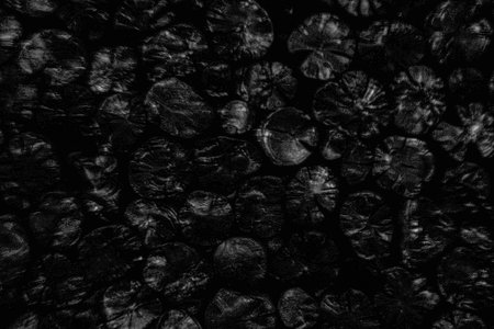 Piled charcoal fills in a whole screen.