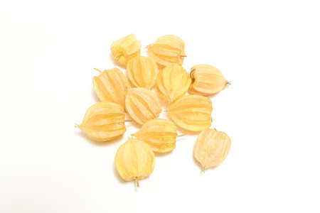 Chinese lantern fruit for eating isolated on a white background.の写真素材