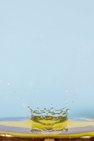 water crown in a blue backgroundの写真素材