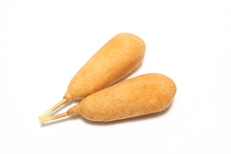 Corn dog isolated on a white background.の写真素材