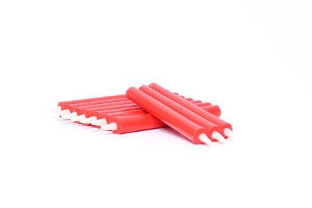 Japanese Candle isolated on a white background.の写真素材