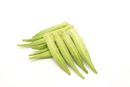 Okras isolated on a white background.の写真素材