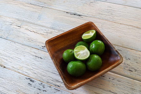 A type of citrus fruit on the wooden table.の写真素材