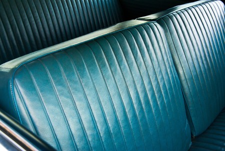 Closeup view of the bench seat in an old cruiser.