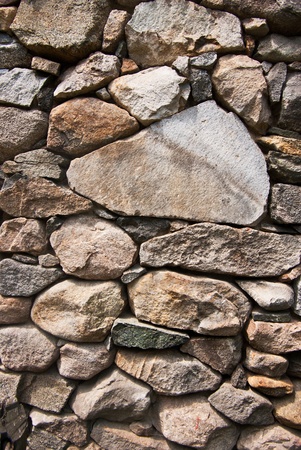 Granite boulders staked into a rock wallの写真素材