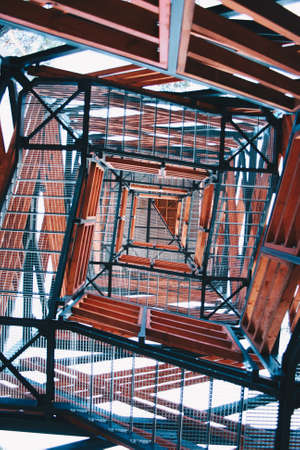 Metal view tower construction in close up viewの写真素材
