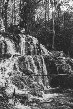 Beautiful waterfall in the Croatian national park. A popular tourist attraction. summer landscapeの写真素材