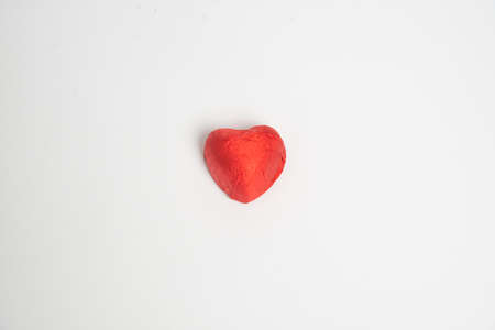 Chocolate Candy Red Heart Sweets for Valentine's Day on white backgroundの写真素材