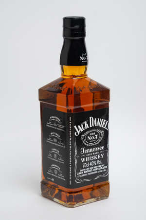 Riga, Latvia- February 12,2022 : bottle of Jack Daniels. Jack Daniels is a brand of sour mash Tennessee whiskey . With clipping pathのeditorial素材