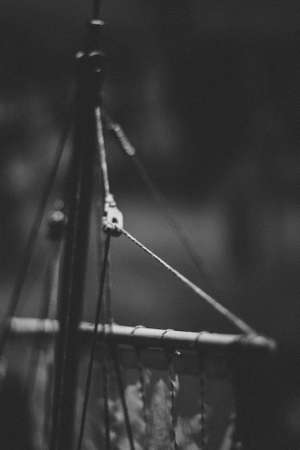 Close-up of Antique Model Sailing Ship with bokeh background
