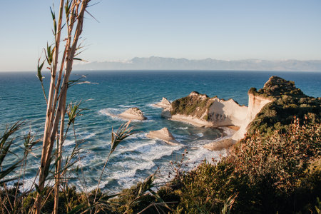 Beautiful view of Cape Drastis in the island of Corfu in Greeceの写真素材