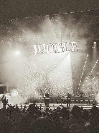 Sigulda, Latvia - June 12, 2024 - Jungle (indie soul funk band) perform in concert at Sigulda on...