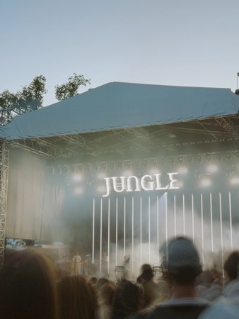Sigulda, Latvia - June 12, 2024 - Jungle (indie soul funk band) perform in concert at Sigulda on...