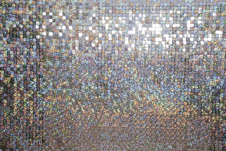 close-up of a foldable silver reflective photo wall. A beautiful backdrop for photos.の写真素材