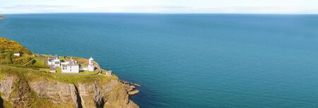 Panoramic Landscape  of Blackhead Lighthouse Belfast Lough Co Antrim Northern Irelandの写真素材