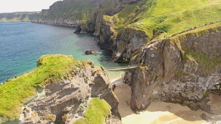 Carrick-a-Rede Rope Bridge Co. Antrim Northern Irelandの写真素材