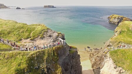 Carrick-a-Rede Rope Bridge Co. Antrim Northern Irelandの写真素材