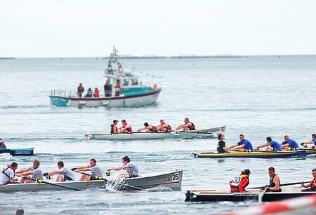 Coastal Rowing Ireland Carnlough Co Antrim Northern Irelandの写真素材