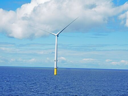 Wind Turbine erection offshore sea oceanの写真素材