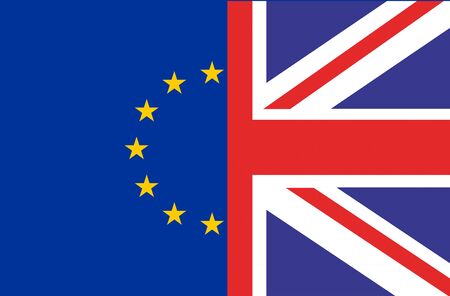 Union Jack Flag of the United Kingdom and European Union Flagの写真素材
