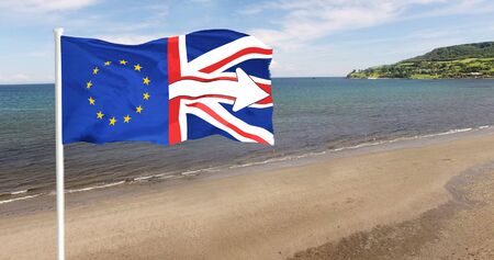 Union Jack Flag of the United Kingdom and European Union Flag euの写真素材