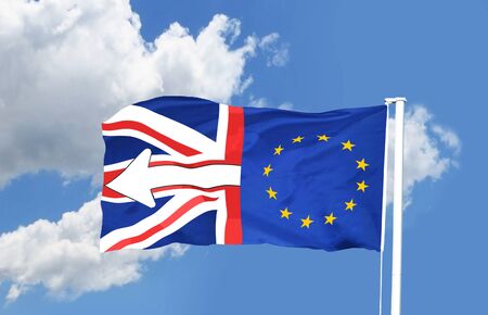 Union Jack Flag of the United Kingdom and the European Union Flag EUの写真素材