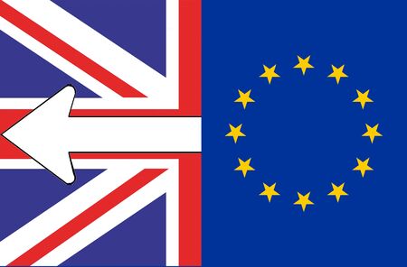 Union Jack Flag of the United Kingdom and European Union Flagの写真素材