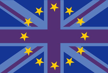 Union Jack Flag of the United Kingdom and European Union Flagの写真素材