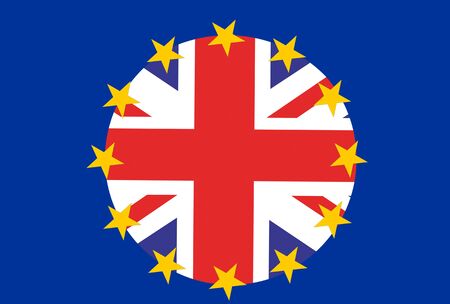 Union Jack Flag of the United Kingdom and European Union Flagの写真素材