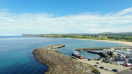 Ballycastle Harbour Atlantic Ocean Co. Antrim Northern Irelandの写真素材