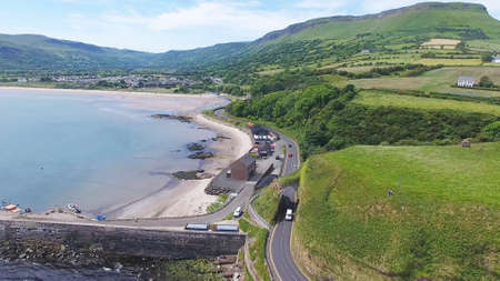 Red Arch Waterfoot Glenariff And Cushendall Castle Co Antrim Northern Irelandのeditorial素材