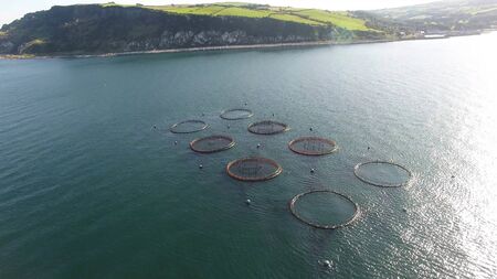 Glenarm Salmon Nets Co Antrim Northern Irelandの写真素材