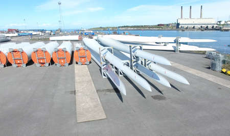 Wind Turbines at Larne harbour Co Antrim Northern Ireland on 14/03/2020のeditorial素材
