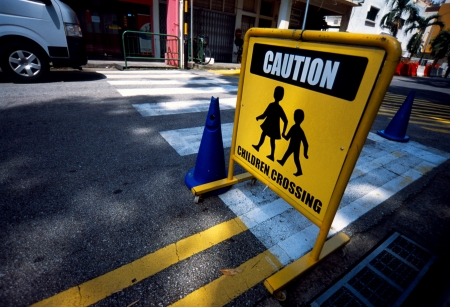 Children Crossing Caution Signの写真素材