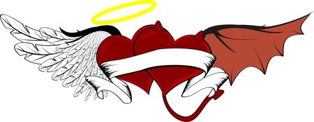 winged hearts angel and devilのイラスト素材