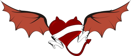 winged devil heart in vector formatのイラスト素材