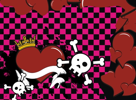 skull heart background in vector format very easy to editのイラスト素材